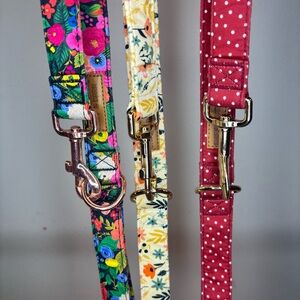 Sniff & Bark Floral and Polka Dot Dog Leashes Bundle of 3- 59in Long x 1in wide